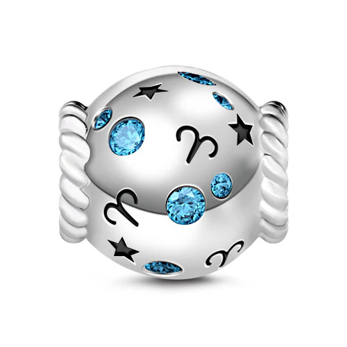 Gnoce Aries Zodiac Charm Platinum-plated Silver Blend