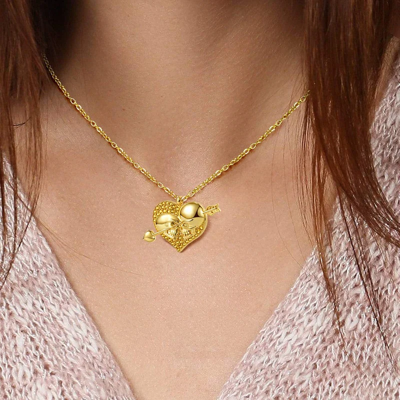 Gnoce Arrow Through Heart Skull Necklace Platinum-plated Silver Blend - Image 3