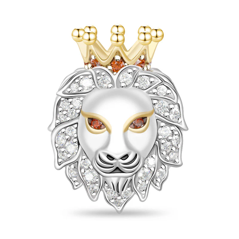 Gnoce Awe Inspiring Lion Charm Platinum-plated Silver Blend