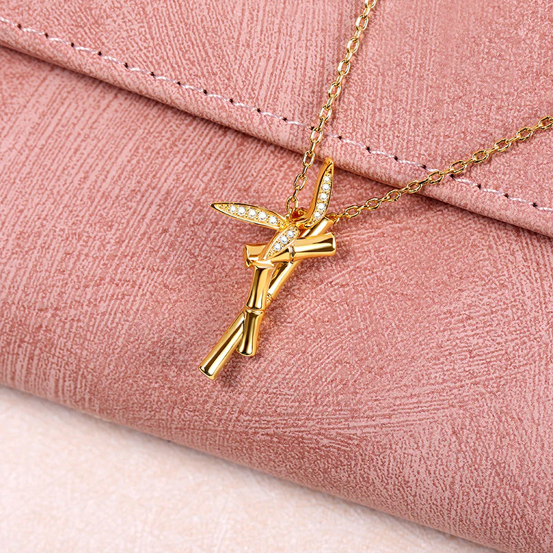 Gnoce Bamboo Gold Plated Stones Necklace Platinum-plated Silver Blend - Image 3