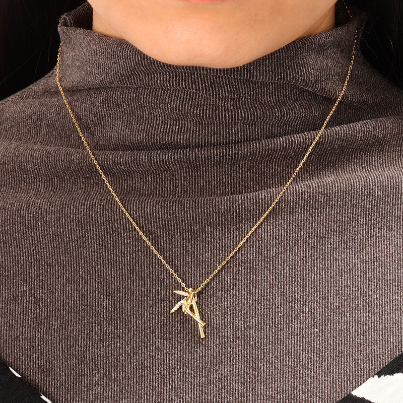 Gnoce Bamboo Gold Plated Stones Necklace Platinum-plated Silver Blend - Image 4