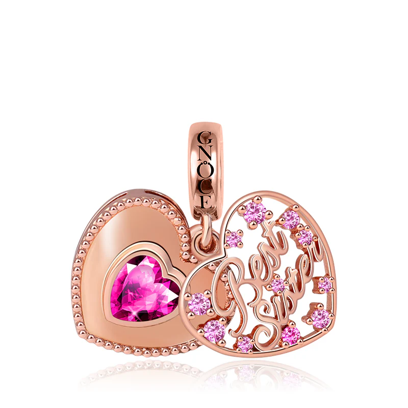 Gnoce Best Sister Heart Charm Platinum-plated Silver Blend