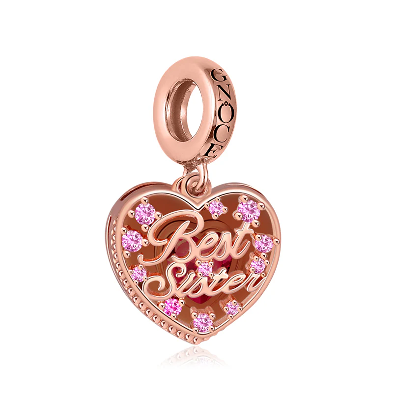 Gnoce Best Sister Heart Charm Platinum-plated Silver Blend - Image 2