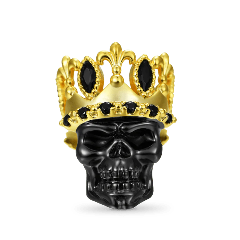 Gnoce Black Crown Skull Charm Platinum-plated Silver Blend