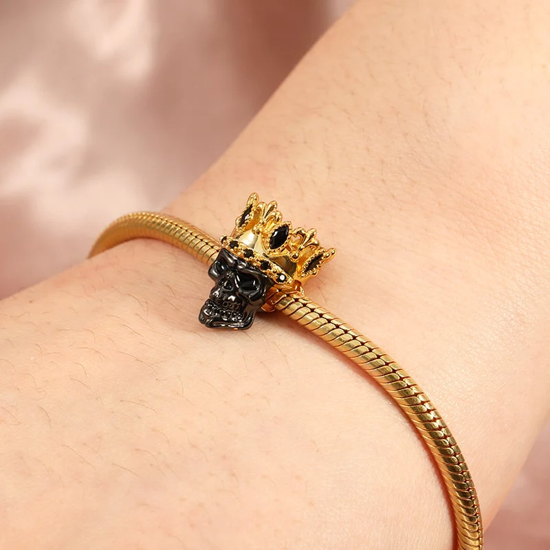 Gnoce Black Crown Skull Charm Platinum-plated Silver Blend - Image 3