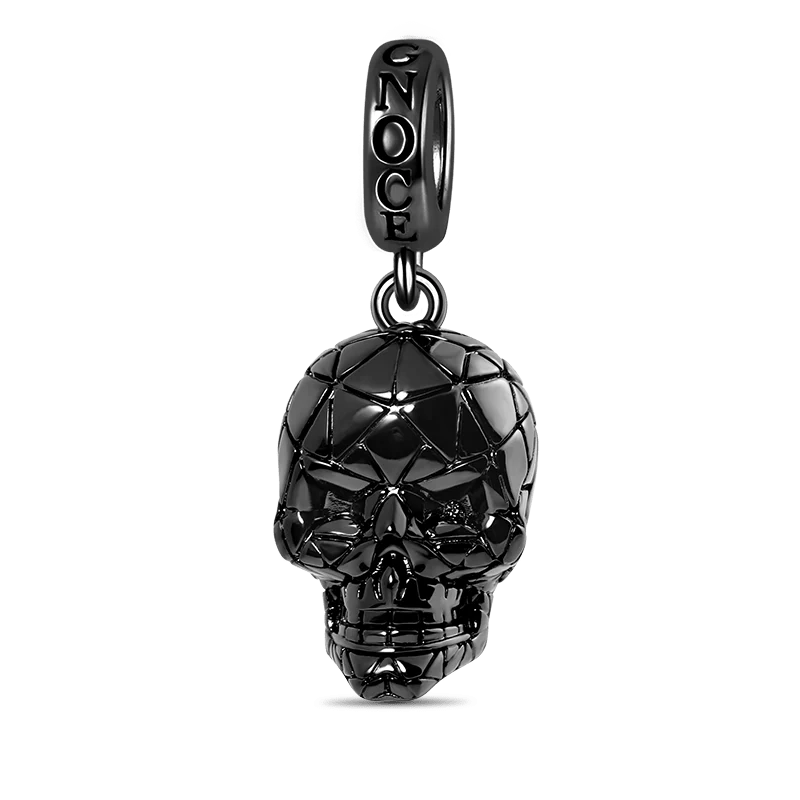 Gnoce Black Skull Charm Platinum-plated Silver Blend