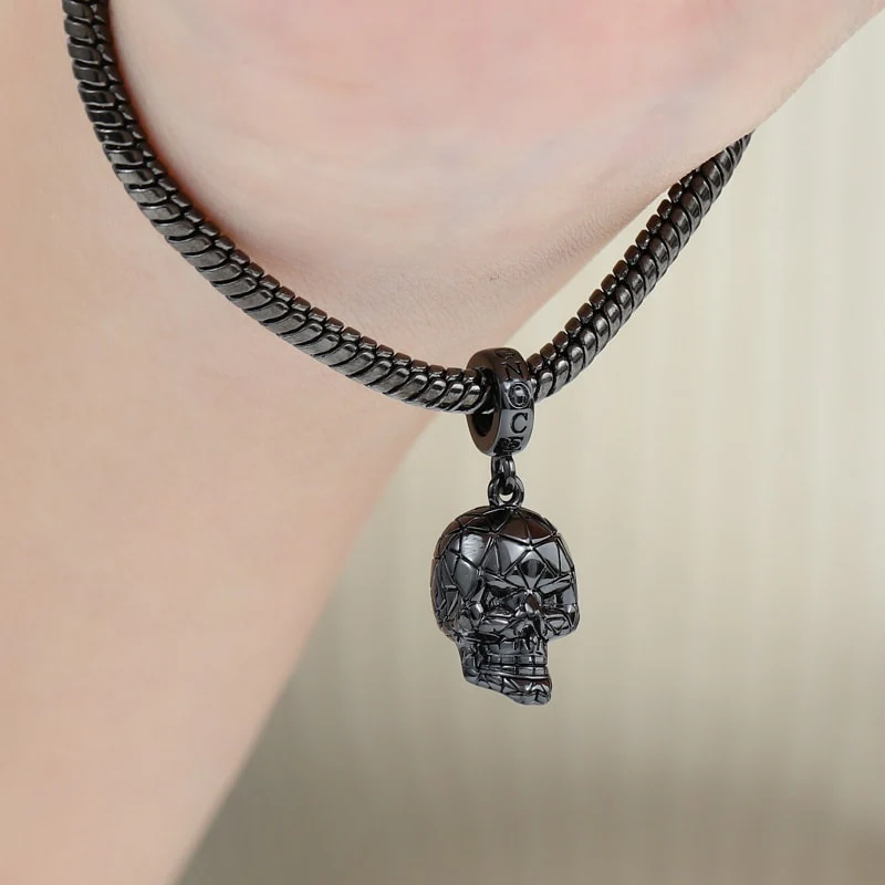 Gnoce Black Skull Charm Platinum-plated Silver Blend - Image 3