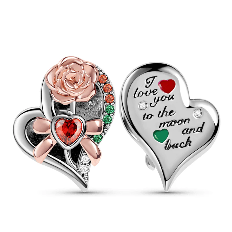 Gnoce Carnation With Heart Charm Platinum-plated Silver Blend