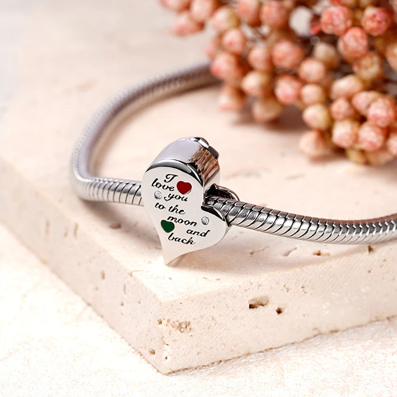 Gnoce Carnation With Heart Charm Platinum-plated Silver Blend - Image 3