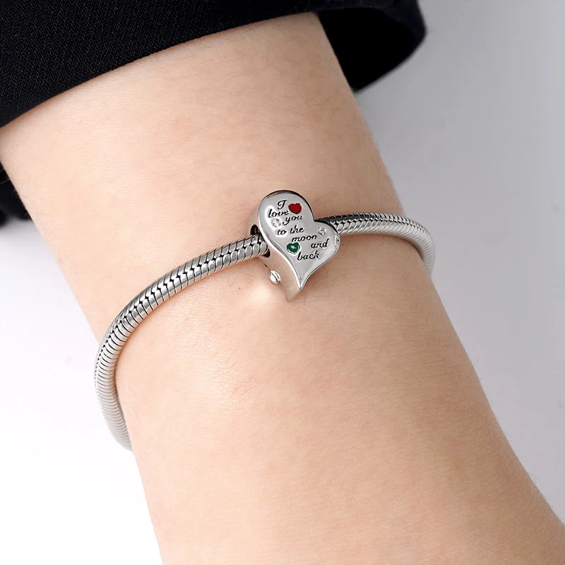 Gnoce Carnation With Heart Charm Platinum-plated Silver Blend - Image 5