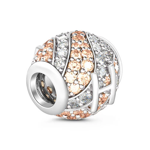Gnoce Letter H Champagne Clear CZ Charm Platinum-plated Silver Blend - Image 2