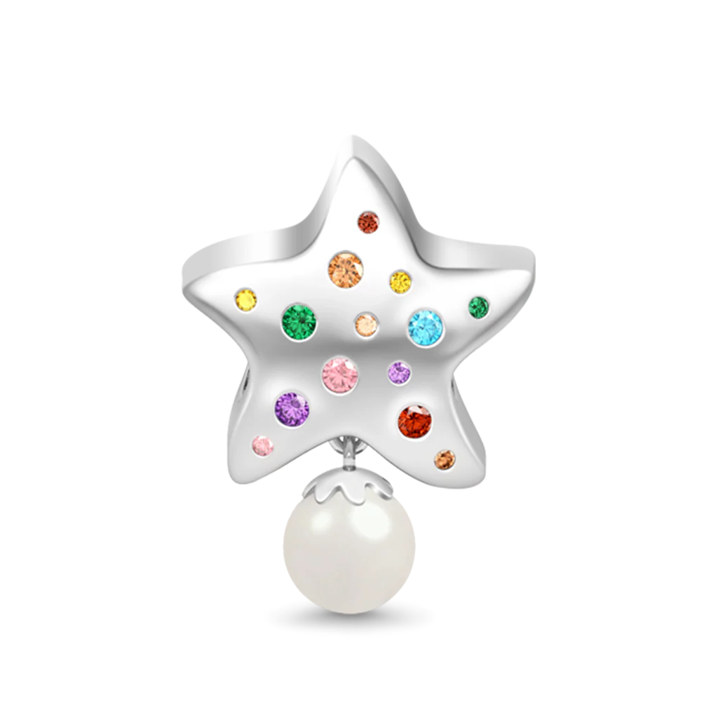 Gnoce The Falling Stars Charm Platinum-plated Silver Blend