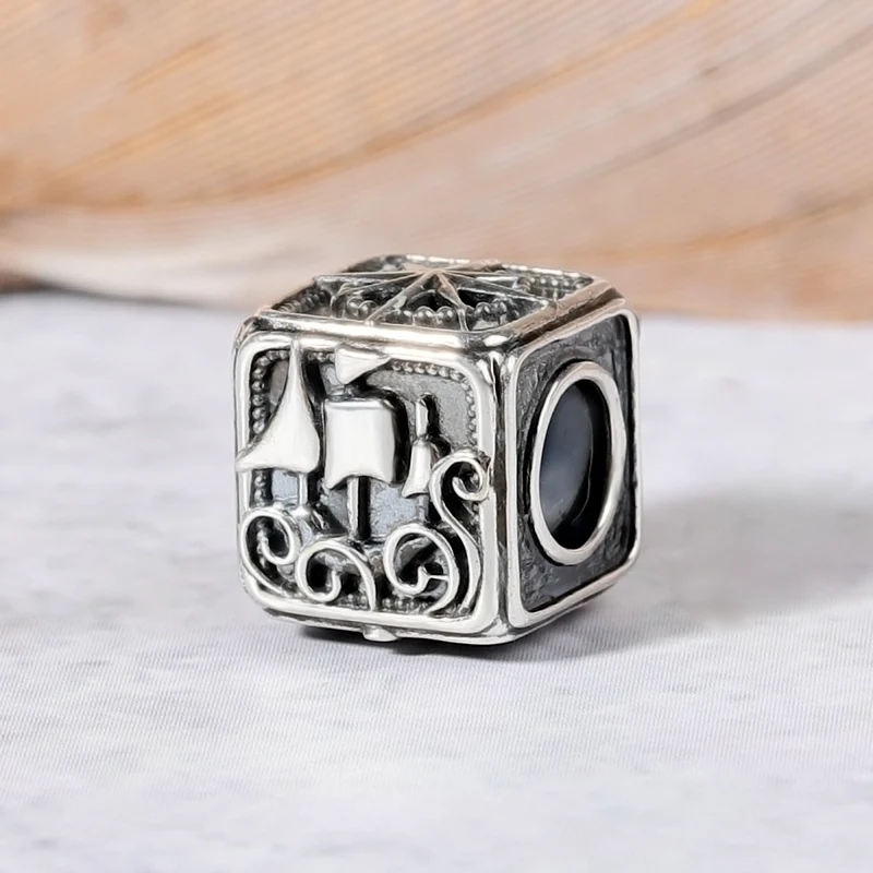 Crusu Men's Vintage Bead S925 Sterling Silver with Gift Copper Black Leather Men's Bracelet Jewelry for Men - Image 4