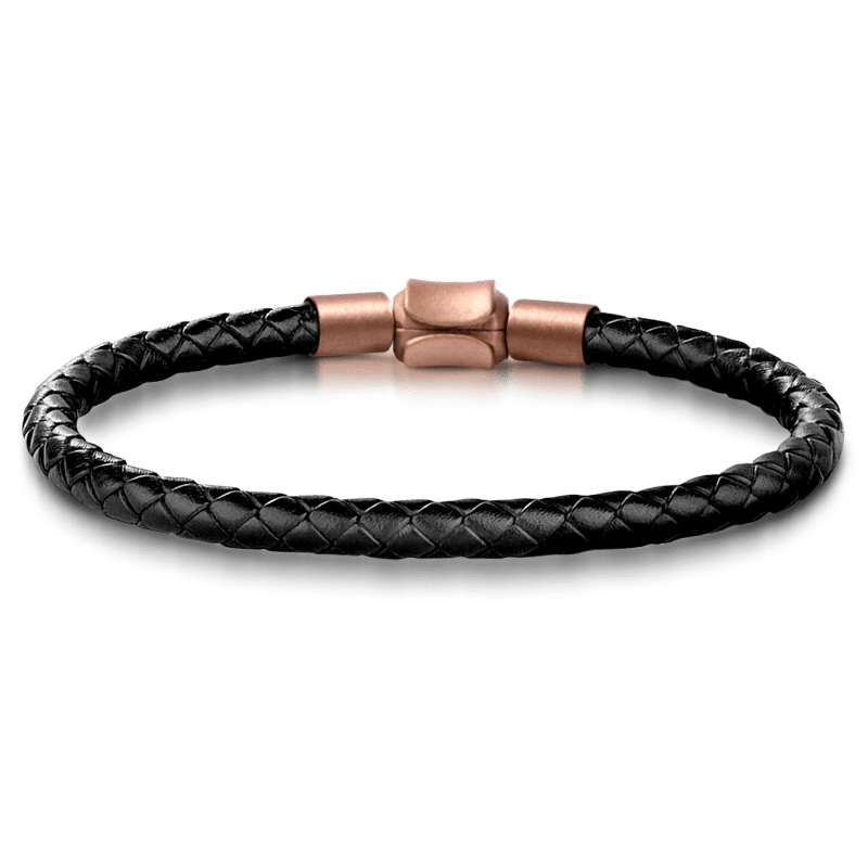 Eagle Men's Vintage Bead S925 Sterling Silver with Gift Copper Black Leather Men's Bracelet Jewelry for Men - Image 4