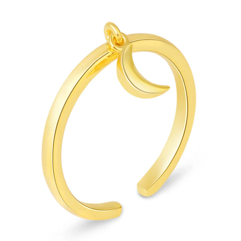 Gnoce Crescent Moon Gold Plated Open Ring Platinum-plated Silver Blend - Image 2