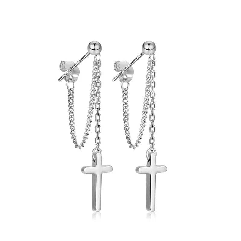Cross Dangle Drop Earrings 925 Sterling Silver