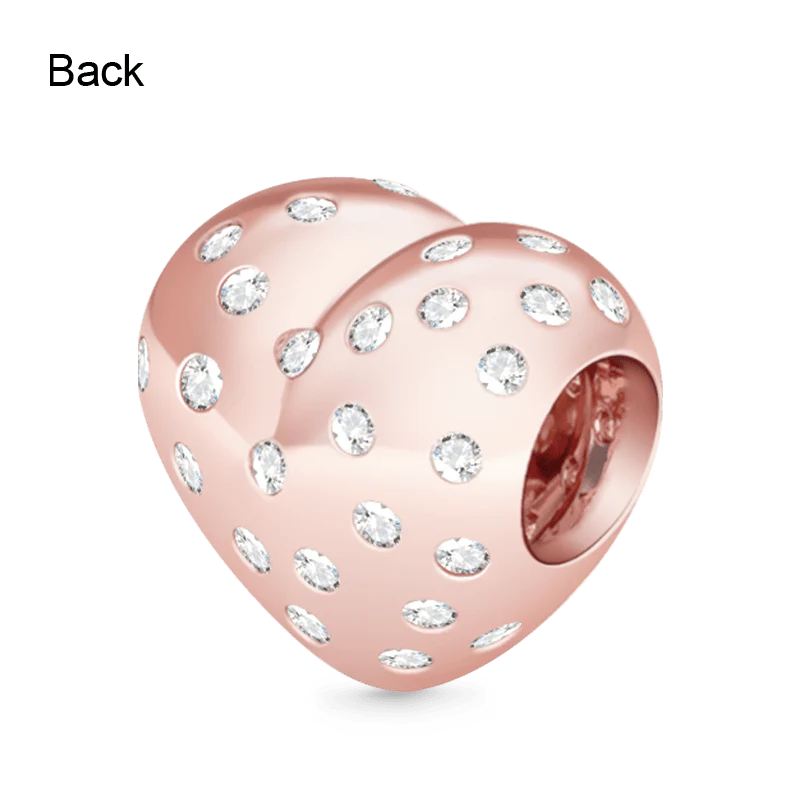 Gnoce Crystal Rose Gold Heart Charm Platinum-plated Silver Blend - Image 3