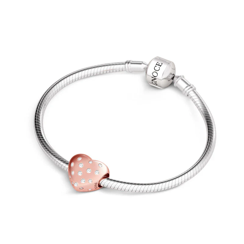 Gnoce Crystal Rose Gold Heart Charm Platinum-plated Silver Blend - Image 4