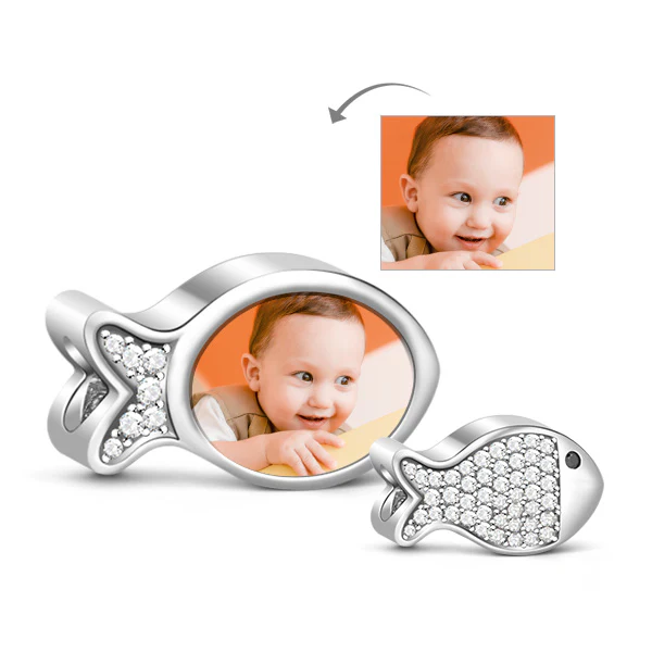 Gnoce Cute Fish Photo Charm Platinum-plated Silver Blend - Image 2