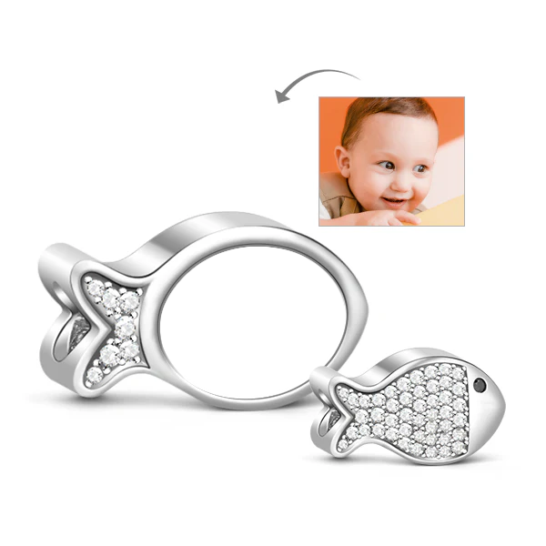 Gnoce Cute Fish Photo Charm Platinum-plated Silver Blend - Image 3