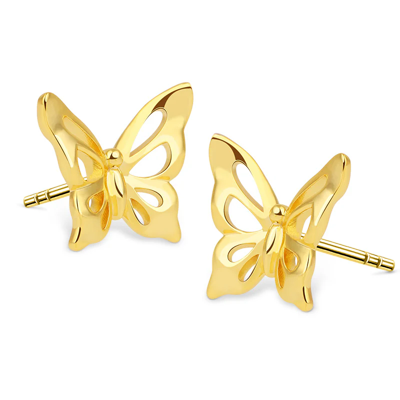 Gnoce Dancing Butterfly Stud Earrings Platinum-plated Silver Blend - Image 2