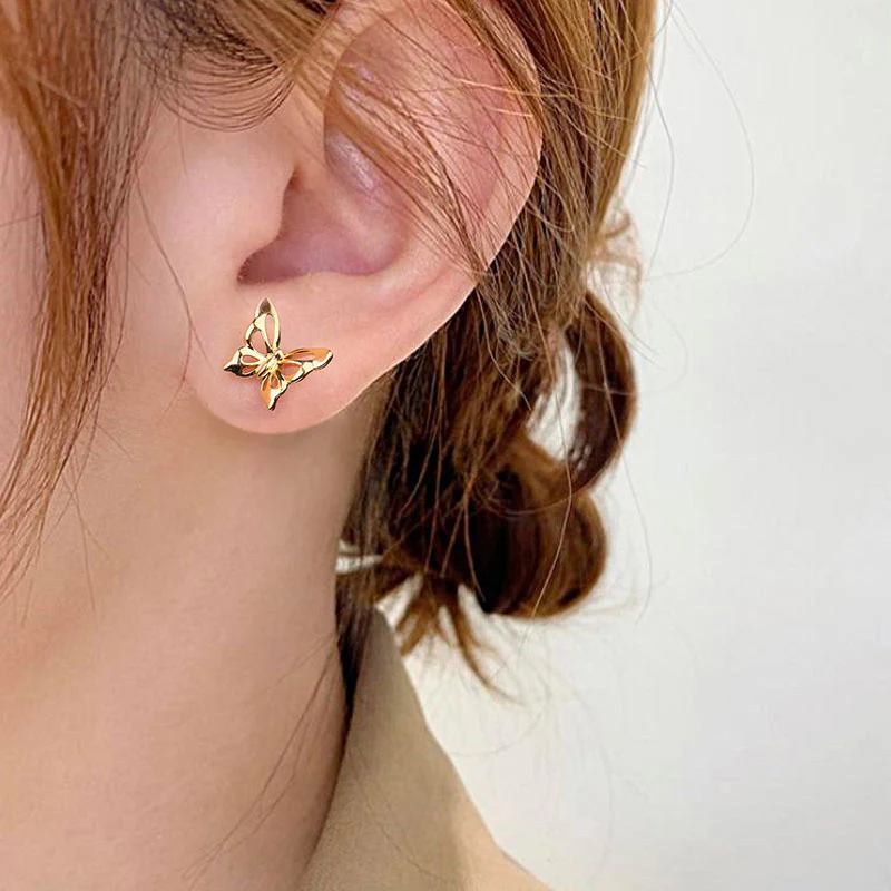 Gnoce Dancing Butterfly Stud Earrings Platinum-plated Silver Blend - Image 3