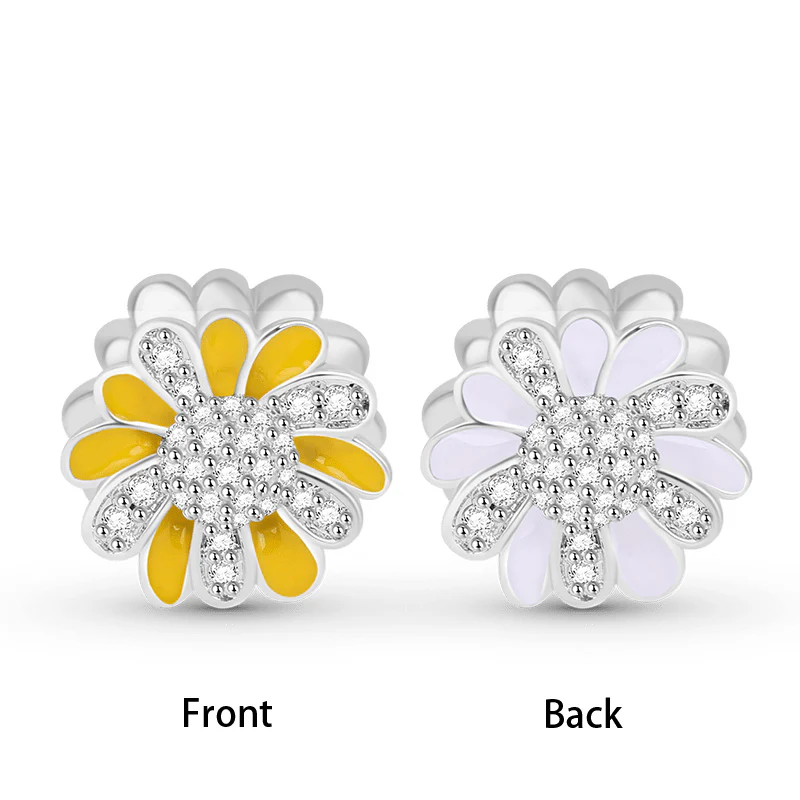 Gnoce Yellow White Little Daisy Stones Charm Platinum-plated Silver Blend - Image 4