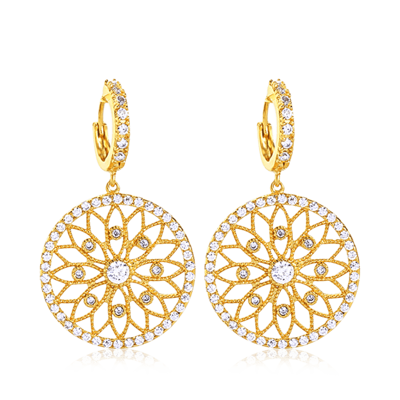 Dreamcatcher Dangle Earrings Gold Plated