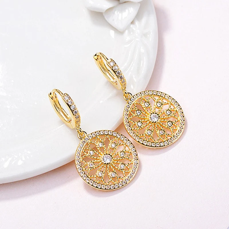 Dreamcatcher Dangle Earrings Gold Plated - Image 2