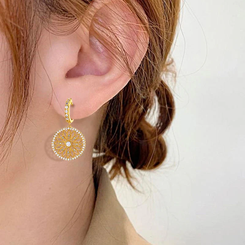 Dreamcatcher Dangle Earrings Gold Plated - Image 3
