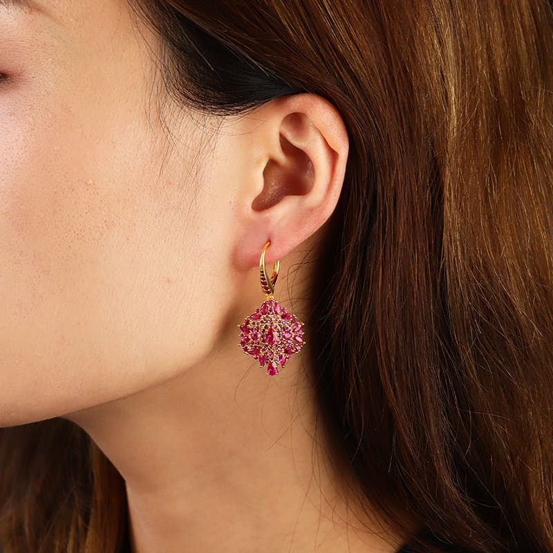 Dreamcatcher Diamond Earrings with Gold Plated Brass - Image 3