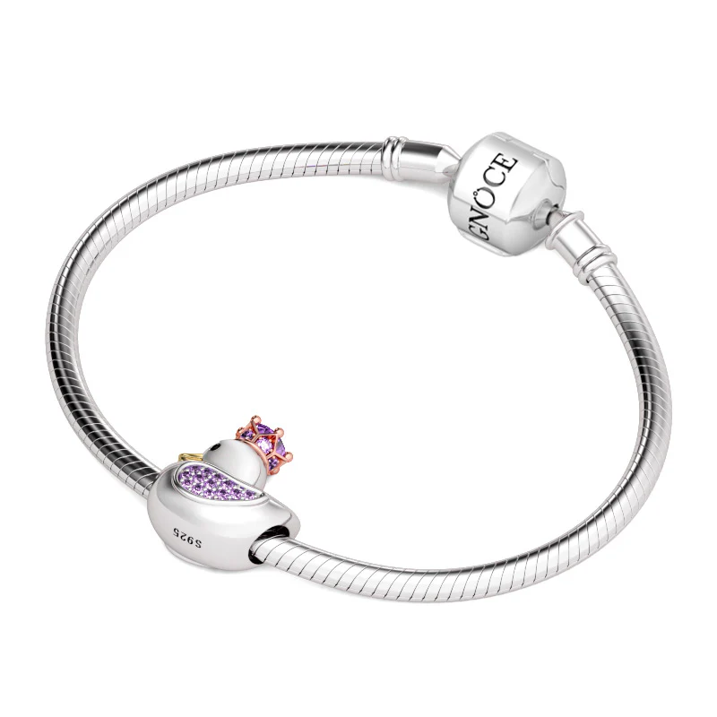 Gnoce Elegant Amethyst Stones Duck Charm Platinum-plated Silver Blend - Image 3