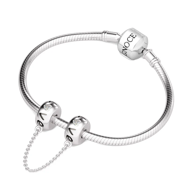 Gnoce Safety Engraved Love Chain Platinum-plated Silver Blend - Image 3