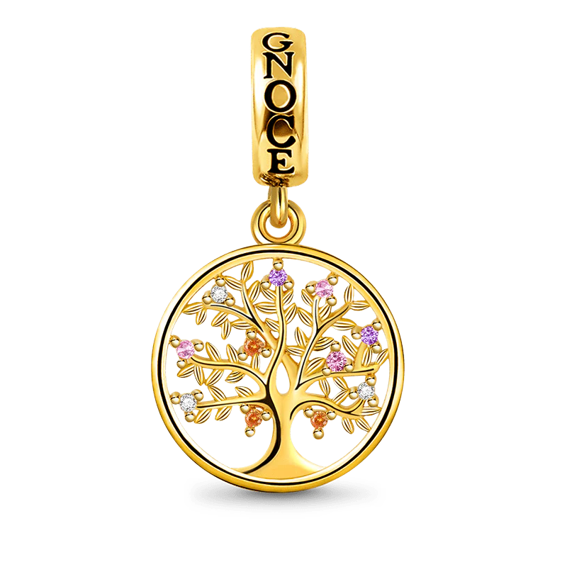Gnoce Tree Of Life Charm Platinum-plated Silver Blend