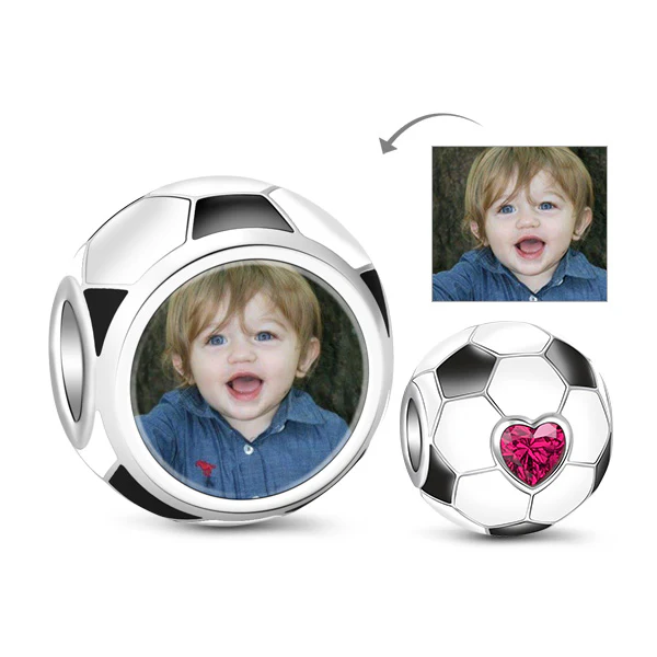 Gnoce Football Photo Charm Platinum-plated Silver Blend