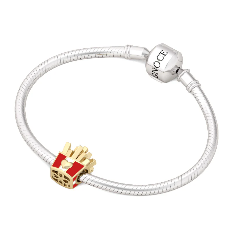 Gnoce French Fries Red White Enamel Charm Platinum-plated Silver Blend - Image 3