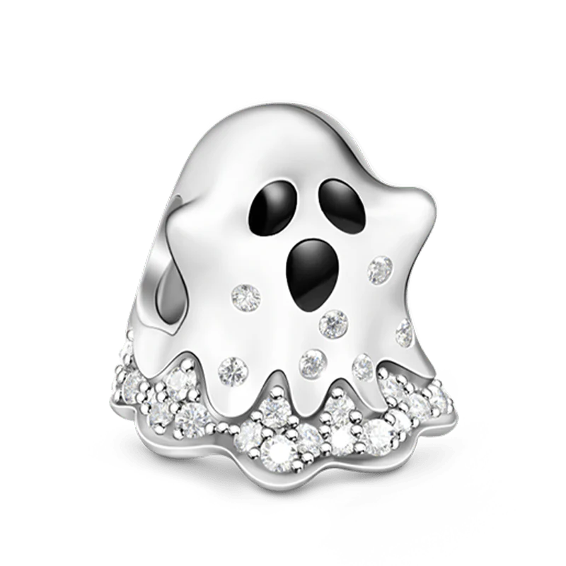 Gnoce Halloween Ghost Charm Platinum-plated Silver Blend