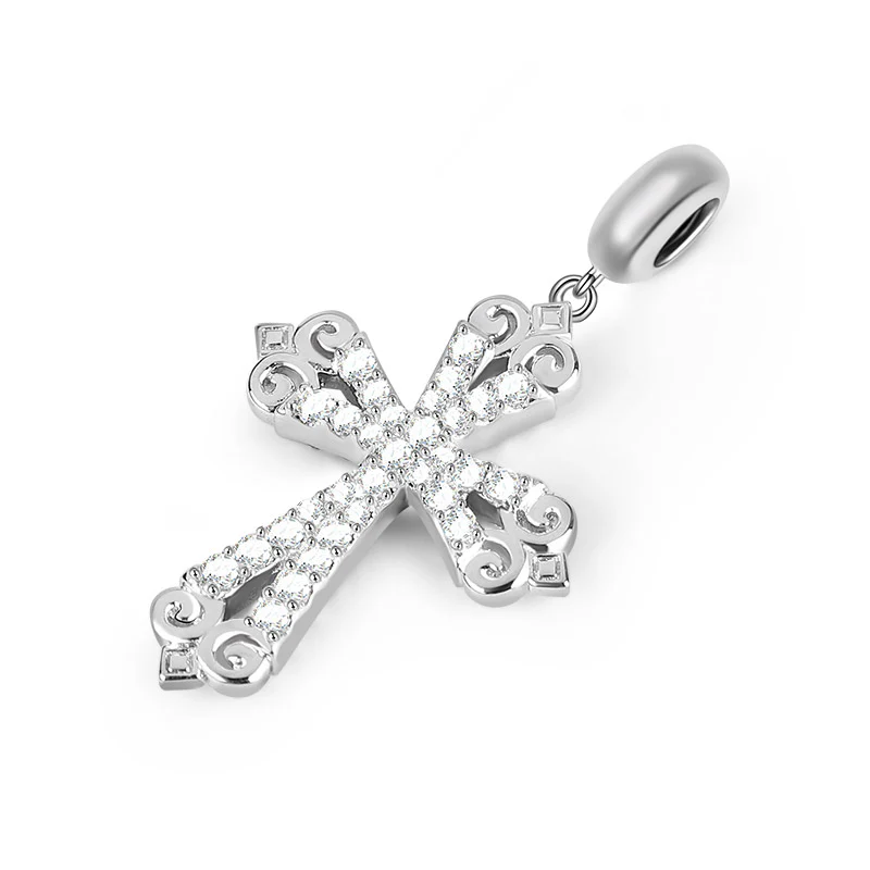 Gnoce Jesus Cross Zircon Charm Platinum-plated Silver Blend - Image 2