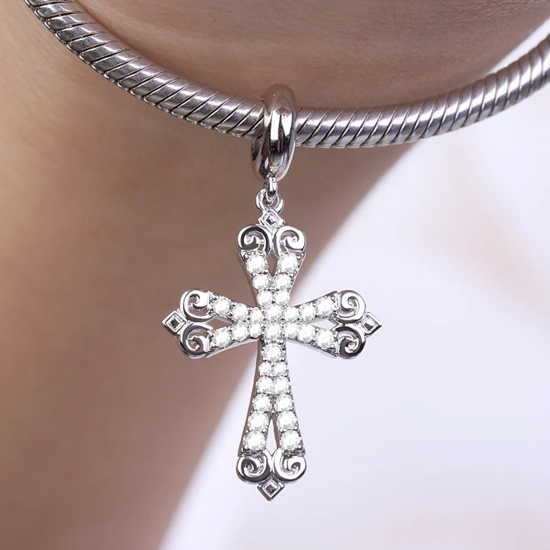 Gnoce Jesus Cross Zircon Charm Platinum-plated Silver Blend - Image 3