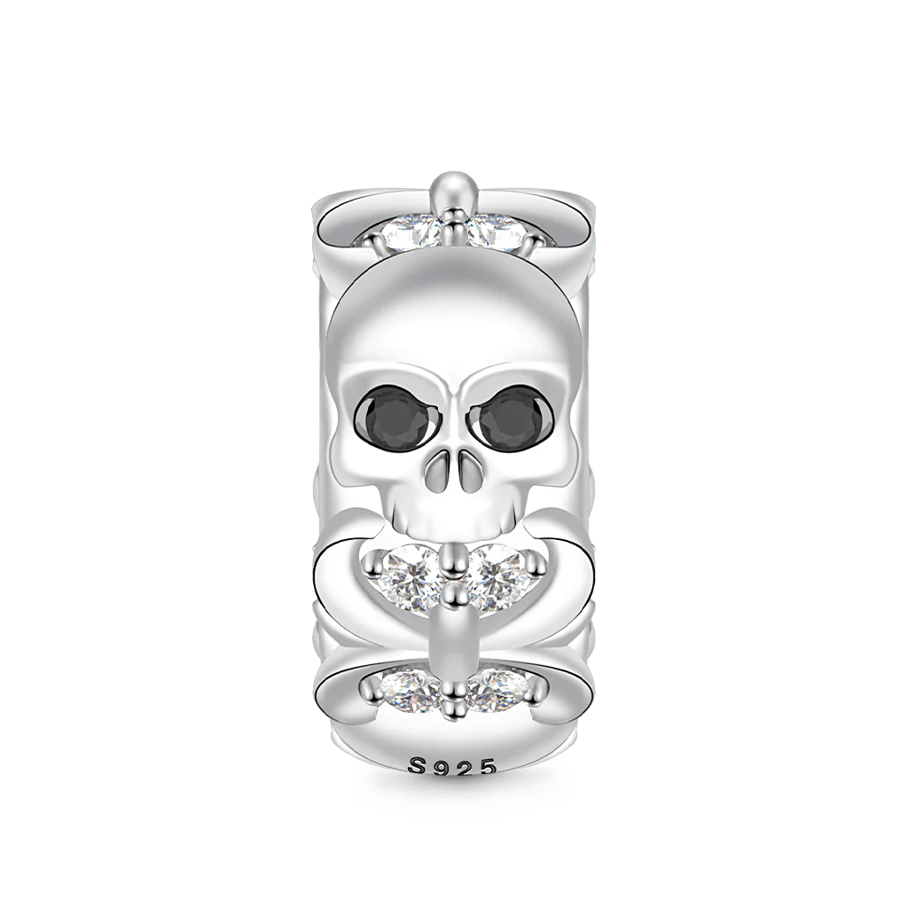 Gnoce Skull Stopper Fleur De Lis Charm Platinum-plated Silver Blend