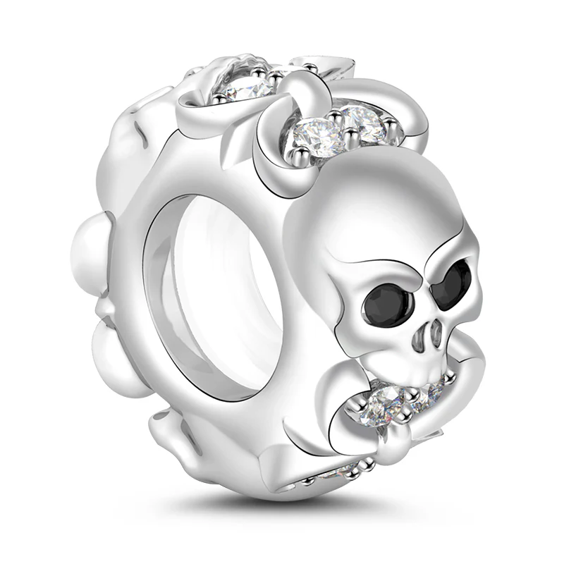 Gnoce Skull Stopper Fleur De Lis Charm Platinum-plated Silver Blend - Image 2