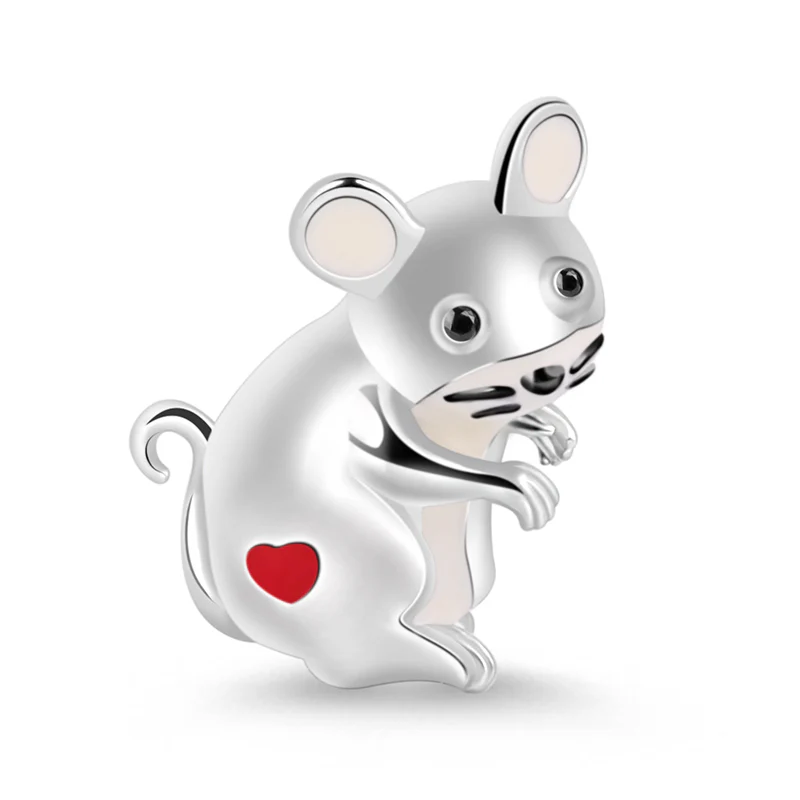 Gnoce Mouse Charm Platinum-plated Silver Blend