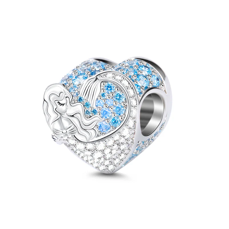 Gnoce Mermaid Heart Shape Photo Charm Platinum-plated Silver Blend - Image 2