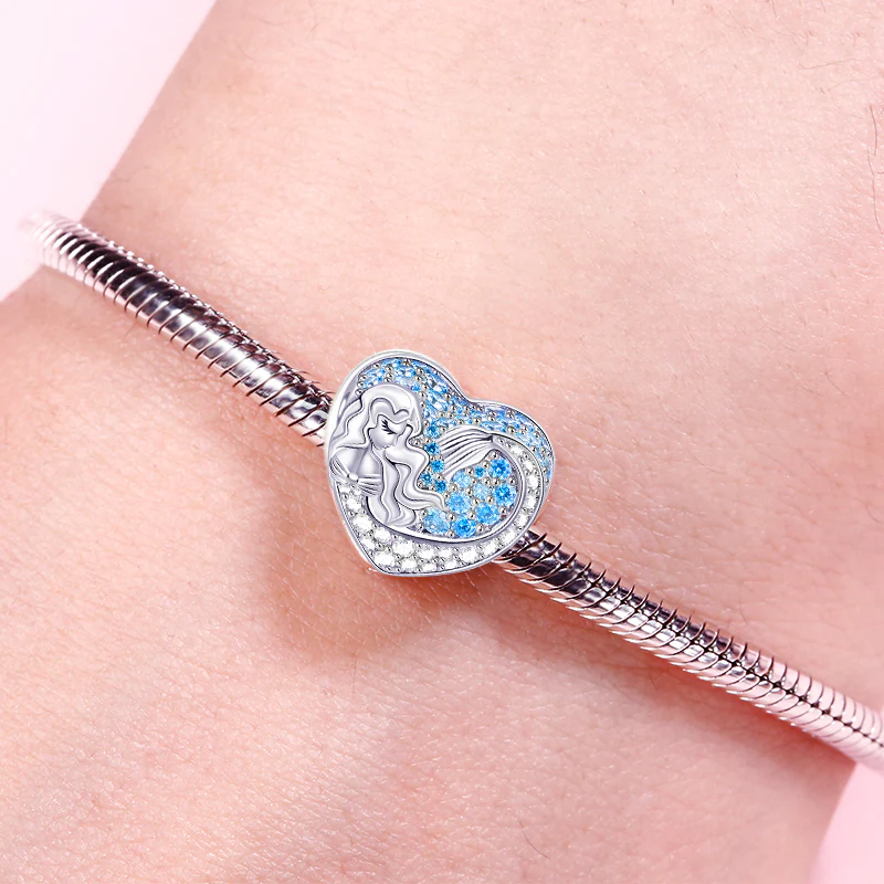 Gnoce Mermaid Heart Shape Photo Charm Platinum-plated Silver Blend - Image 3