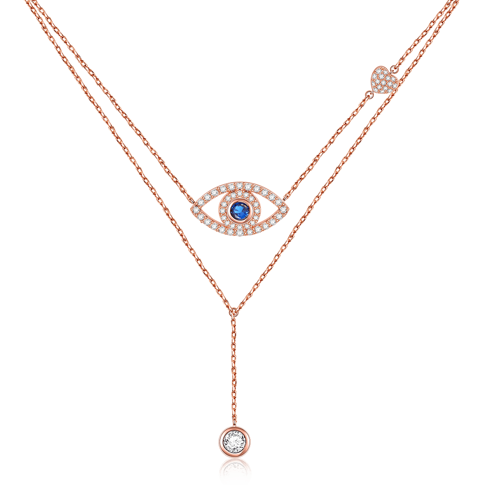 Gnoce Devil's Eye Necklace Platinum-plated Silver Blend