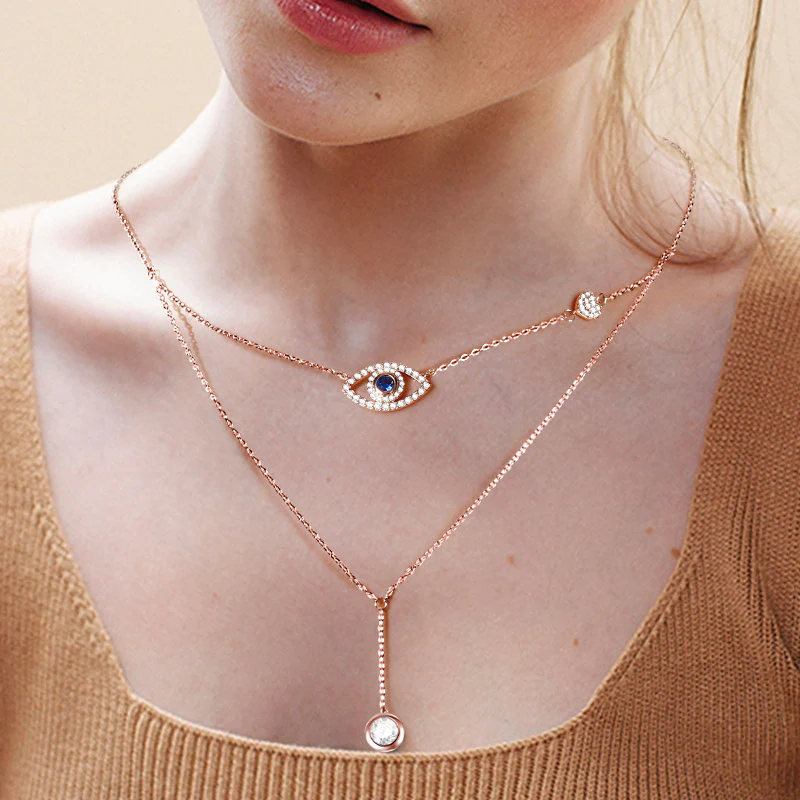 Gnoce Devil's Eye Necklace Platinum-plated Silver Blend - Image 3