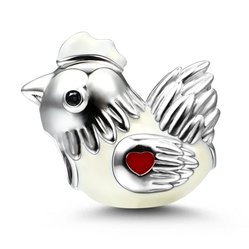 Gnoce Chicken Charm Platinum-plated Silver Blend