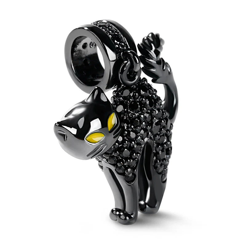 Gnoce Naughty Black Cat Charm  Platinum-plated Silver Blend - Image 2