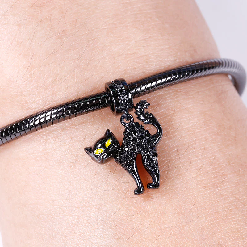 Gnoce Naughty Black Cat Charm  Platinum-plated Silver Blend - Image 3