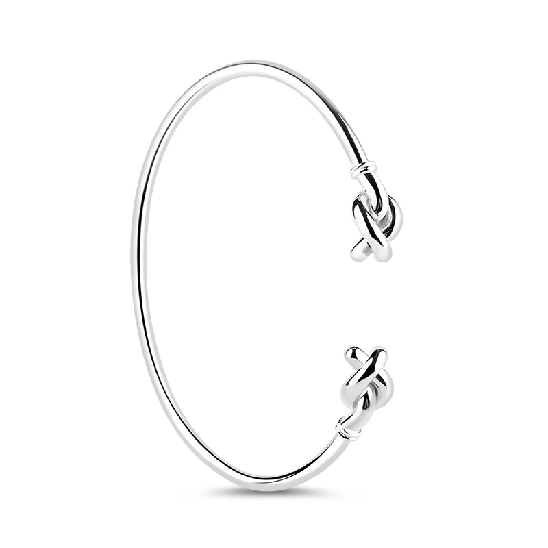 Gnoce Double Knot Designed Bangle Bracelet Platinum-plated Silver Blend - Image 2